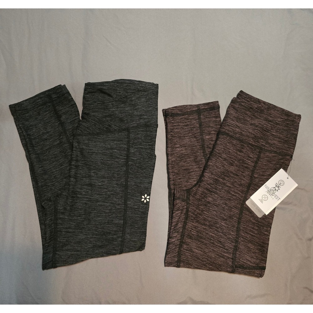 Nine West Active Capri Leggings Bundle Size M Black Mauve Workout Yoga